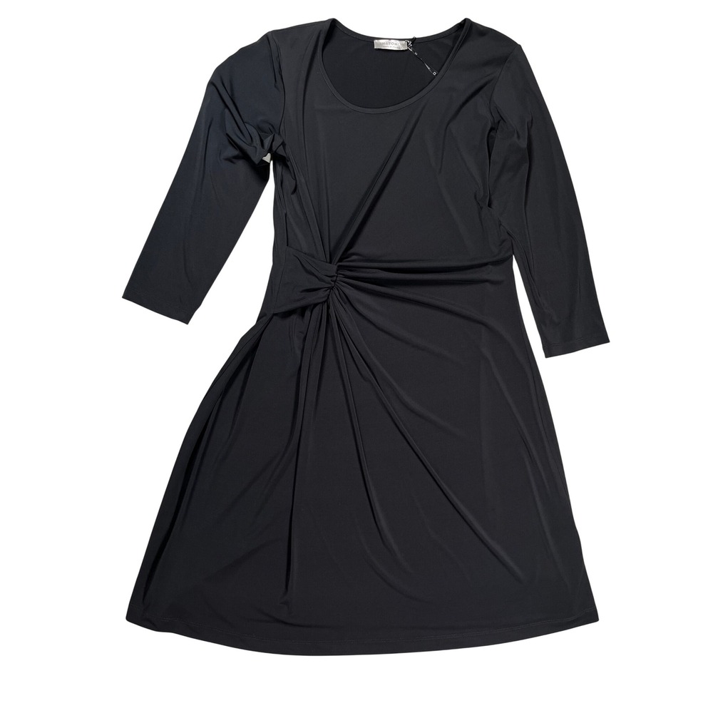New Anatomie Ambra Dress Women XL Black Twist Front 3/4 Sleeve AA2692 Italy NWT